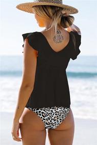 img 2 attached to 🌺 Stunning Beachsissi Women V Neck Tankini Swimsuit: Elegant Ruffled Shoulders with Floral Design, Perfected Bathing Suit