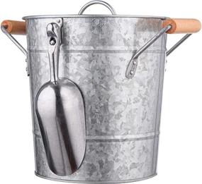 img 4 attached to Royalty Art Vintage Ice Bucket: Perfect for Parties, Barbecues, Picnics, and Camping, with Lid, Scoop & Carry Handles - Heavy Duty Galvanized Steel for Outdoor Bar Use