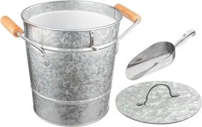 img 3 attached to Royalty Art Vintage Ice Bucket: Perfect for Parties, Barbecues, Picnics, and Camping, with Lid, Scoop & Carry Handles - Heavy Duty Galvanized Steel for Outdoor Bar Use