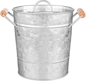 img 1 attached to Royalty Art Vintage Ice Bucket: Perfect for Parties, Barbecues, Picnics, and Camping, with Lid, Scoop & Carry Handles - Heavy Duty Galvanized Steel for Outdoor Bar Use