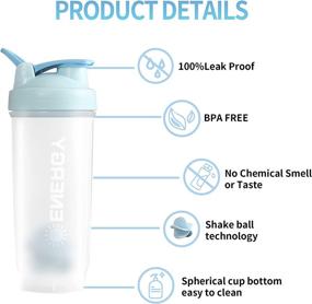 img 3 attached to 🏋️ Sky Blue 24oz Protein Shaker Bottle with Time Marker | Portable & Leak-proof Sports Bottle for Daily Protein Mixes | BPA-free Whey Protein Mixing Cup