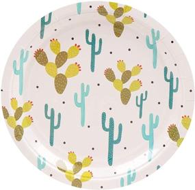 img 3 attached to 🌵 Fiesta Party Supplies Bundle - Cactus Plates, Plastic Cutlery, Paper Cups, and Luncheon Napkins (Serves 24, 144 Pieces)