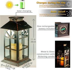 img 3 attached to 🏮 Solar Lantern - Outdoor Classic Decor Bronze Antique Metal and Glass, Mission Style Solar Garden Lantern for Indoor and Outdoor Hanging, Fully Solar Powered, Low Maintenance