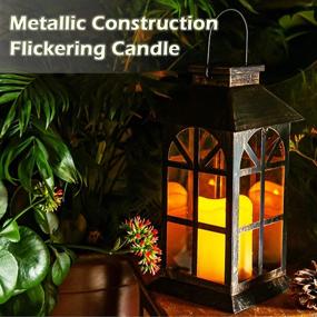 img 2 attached to 🏮 Solar Lantern - Outdoor Classic Decor Bronze Antique Metal and Glass, Mission Style Solar Garden Lantern for Indoor and Outdoor Hanging, Fully Solar Powered, Low Maintenance