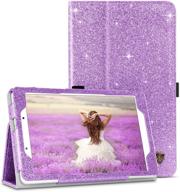 📱 bentoben samsung galaxy tab a 8.0 case 2019 - slim glitter flip pu leather cover with stylus holder, kickstand - purple/lavender logo