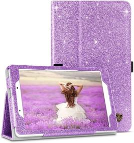 img 4 attached to 📱 BENTOBEN Samsung Galaxy Tab A 8.0 Case 2019 - Slim Glitter Flip PU Leather Cover with Stylus Holder, Kickstand - Purple/Lavender