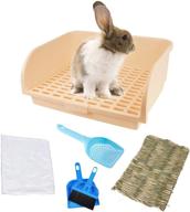 🐰 spacious kathson rabbit litter box - ideal toilet for guinea pigs, chinchillas, ferrets, and rabbits - includes grass mats for comfortable potty training logo