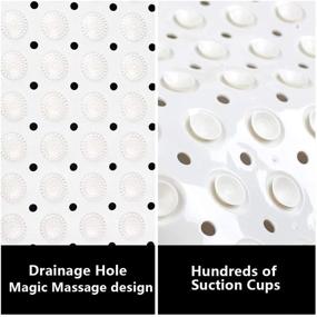 img 3 attached to 🛁 SONGZIMING XL Bathtub Mat - Non Slip Shower Bath Mat with Drain Holes, Round Massage Point - Soft and Suction Cups for Bathroom and Floor (40 x 16 Inch, Beige)