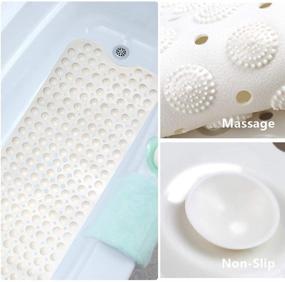 img 1 attached to 🛁 SONGZIMING XL Bathtub Mat - Non Slip Shower Bath Mat with Drain Holes, Round Massage Point - Soft and Suction Cups for Bathroom and Floor (40 x 16 Inch, Beige)