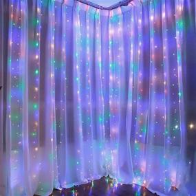 img 1 attached to 🌈 Dazzle Bright Window Curtain String Lights - 300 LED 9.8ft x 9.8ft - Multicolor Fairy Lights with 8 Lighting Modes - Waterproof for Bedroom Party Wedding Home Garden Wall Decor