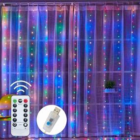 img 3 attached to 🌈 Dazzle Bright Window Curtain String Lights - 300 LED 9.8ft x 9.8ft - Multicolor Fairy Lights with 8 Lighting Modes - Waterproof for Bedroom Party Wedding Home Garden Wall Decor