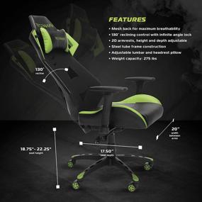 img 2 attached to Experience Ultimate Comfort and Style with the RESPAWN 200 Racing Style Gaming Chair in Green