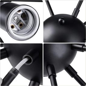 img 2 attached to 🔌 12 UL Socket Vintage Pendant Light: Elibbren E26 Base Black Sputnik Industrial Hanging Fixture for Kitchen, Dining, Study & Living Room