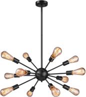 🔌 12 ul socket vintage pendant light: elibbren e26 base black sputnik industrial hanging fixture for kitchen, dining, study & living room логотип