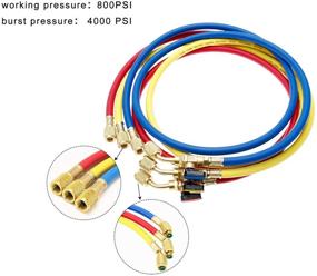 img 2 attached to Premium Refrigerant Charging Hose with Ball Valves - High-Quality HVAC Hoses 1/4'' SAE R410A 800 PSI - Ideal for R134A R12 R22 R502 R404 Coolant Adding and Air Condition Maintenance - 3-Color 3 Pcs Set