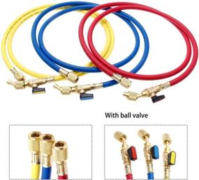 img 1 attached to Premium Refrigerant Charging Hose with Ball Valves - High-Quality HVAC Hoses 1/4'' SAE R410A 800 PSI - Ideal for R134A R12 R22 R502 R404 Coolant Adding and Air Condition Maintenance - 3-Color 3 Pcs Set
