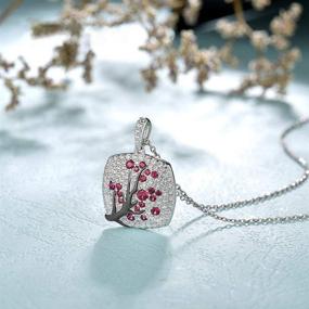 img 2 attached to 🌸 Santuzza 925 Sterling Silver Delicate Cherry Tree Pendants with Shiny White Cubic Zirconia Stones - Pink and Green Jewelry