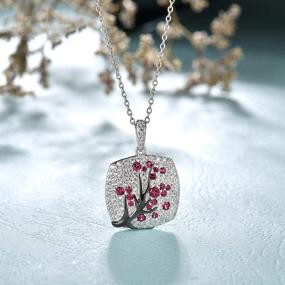 img 1 attached to 🌸 Santuzza 925 Sterling Silver Delicate Cherry Tree Pendants with Shiny White Cubic Zirconia Stones - Pink and Green Jewelry