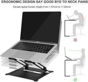 img 2 attached to 🖥️ Складная подставка для ноутбука Co-Goldguard: регулируемый и портативный эргономичный держатель для ноутбуков от 10 до 17 дюймов - вентилируемые стойки для компьютера для стола - Черный