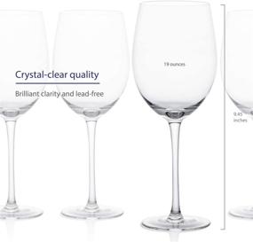 img 3 attached to 🍷 Premium Set of 4 Wine Glasses by GoodGlassware - 19 oz, Crystal Clear, Long Stem, Large Bowl - Ideal for Red and White Wines - Lead Free, Dishwasher Safe, Elegant Tall Modern Design