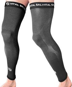 img 4 attached to 🏀 Vital Salveo Full Leg Sleeve: Dark Grey Compression Sports Knee Support for Basketball - 1 Pair (Size M)