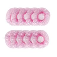 🚿 shintop disposable shower caps (pack of 100) - individually wrapped elastic bath cap for home, hotel, hair salon, and spa (pink) logo