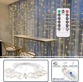 img 1 attached to 🌟 300 LED Waterproof USB Powered Window Curtain String Light - 8 Lighting Modes for Christmas Bedroom Party Wedding Home Garden Wall Decorations - Indoor and Outdoor Use