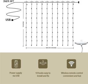 img 2 attached to 🌟 300 LED Waterproof USB Powered Window Curtain String Light - 8 Lighting Modes for Christmas Bedroom Party Wedding Home Garden Wall Decorations - Indoor and Outdoor Use