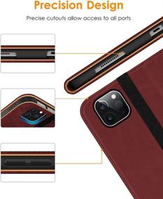img 1 attached to 📱 DTTO Case for iPad Pro 11 Inch 2nd/3rd Generation 2021/2020/2018 - Premium PU Leather Cover with Hand Strap, Multiple Viewing Angles - Auto Wake/Sleep - Burgundy Red