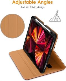 img 2 attached to 📱 DTTO Case for iPad Pro 11 Inch 2nd/3rd Generation 2021/2020/2018 - Premium PU Leather Cover with Hand Strap, Multiple Viewing Angles - Auto Wake/Sleep - Burgundy Red