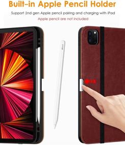 img 3 attached to 📱 DTTO Case for iPad Pro 11 Inch 2nd/3rd Generation 2021/2020/2018 - Premium PU Leather Cover with Hand Strap, Multiple Viewing Angles - Auto Wake/Sleep - Burgundy Red