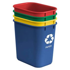 img 3 attached to Acrimet 27QT Plastic Recycling Wastebasket Set of 4 - Metal/Yellow, Paper/Blue, Glass/Green, Plastic/Red