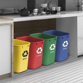 img 2 attached to Acrimet 27QT Plastic Recycling Wastebasket Set of 4 - Metal/Yellow, Paper/Blue, Glass/Green, Plastic/Red