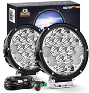 🚜 powerful offroad lights: nilight 2pcs 7inch 85w led driving light 10200lm ip68 spot flood combo round built-in emc offroad lights with 14awg dt connector wiring harness kit for truck atv utv suv, 5 years warranty logo