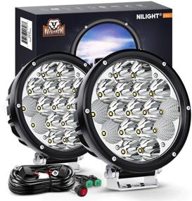 img 4 attached to 🚜 Powerful Offroad Lights: Nilight 2PCS 7Inch 85W LED Driving Light 10200LM IP68 Spot Flood Combo Round Built-in EMC Offroad Lights with 14AWG DT Connector Wiring Harness Kit for Truck ATV UTV SUV, 5 Years Warranty