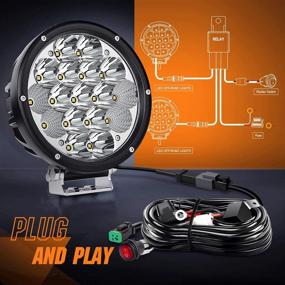 img 3 attached to 🚜 Powerful Offroad Lights: Nilight 2PCS 7Inch 85W LED Driving Light 10200LM IP68 Spot Flood Combo Round Built-in EMC Offroad Lights with 14AWG DT Connector Wiring Harness Kit for Truck ATV UTV SUV, 5 Years Warranty