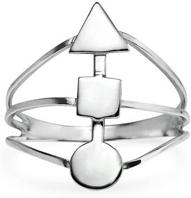 img 3 attached to SILVERLINE JEWELRY: Stylish 925 Sterling Silver Geometric Ring in Circle, Square, and Triangle Designs (Sizes 5-10)