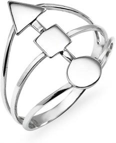 img 4 attached to SILVERLINE JEWELRY: Stylish 925 Sterling Silver Geometric Ring in Circle, Square, and Triangle Designs (Sizes 5-10)