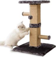 🐱 hipipet cat scratcher post with sisal rope, hanging ball, and soft plush cover logo