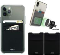 3-in-1 rfid blocking metal plate phone card wallet: secure pocket & magnetic mount - black logo