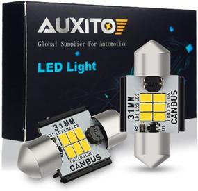 img 4 attached to AUXITO 400 Lumens 1.25 inch Canbus Error Free Festoon LED Bulbs - 31MM DE3175 DE3021, 3020 Chipsets for Interior Car License Plate Dome Map Door Courtesy Lights - Xenon White (Pack of 2)