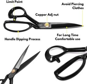 img 2 attached to Professional Fabric Scissors Set: Sewing Shears, Thread Snips, Seam Rippers, Measuring Tape 🧵 & Fabric Clips - Heavy Duty Dressmaker Tailor Scissors for Leather & More (9-inch)