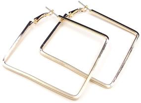 img 4 attached to 👩 Stylish and Durable Yukhins Stainless Steel Simple Geometric Big Hoop Earring - Perfect for Women and Girls