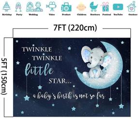 img 2 attached to Mehofoto Boy Elephant Backdrop: Captivating Twinkle Little Star Baby Shower Photography Background in 7x5ft Vinyl for a Memorable Blue Elephant Baby Shower Party