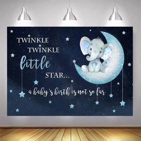 img 1 attached to Mehofoto Boy Elephant Backdrop: Captivating Twinkle Little Star Baby Shower Photography Background in 7x5ft Vinyl for a Memorable Blue Elephant Baby Shower Party