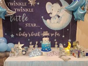 img 3 attached to Mehofoto Boy Elephant Backdrop: Captivating Twinkle Little Star Baby Shower Photography Background in 7x5ft Vinyl for a Memorable Blue Elephant Baby Shower Party