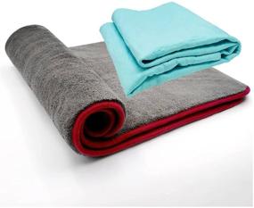 img 4 attached to 🚗 Ultra Absorbent Microfiber Car Wash Towel & Chamois Cloth - NICEASY 36"x24" & 26"x17