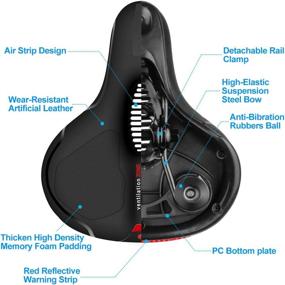 img 2 attached to Gender-Neutral Bike Seat with Soft Memory Foam, Dual Shock Absorption, Universal Wide Bicycle Saddle with Tools, Reflective Strap, Storage Bag - Enhanced SEO