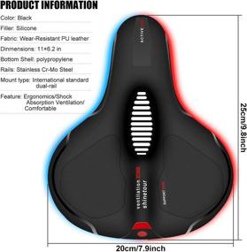 img 3 attached to Gender-Neutral Bike Seat with Soft Memory Foam, Dual Shock Absorption, Universal Wide Bicycle Saddle with Tools, Reflective Strap, Storage Bag - Enhanced SEO