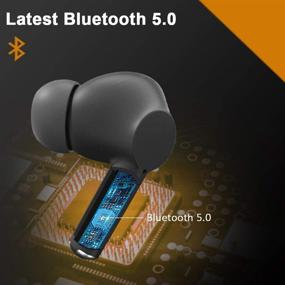 img 1 attached to Наушники Bluetooth 5.0 с шумоподавлением, водонепроницаемые IPX5, с глубоким басом и топовым рейтингом | Для iPhone/Android/Samsung (черные)